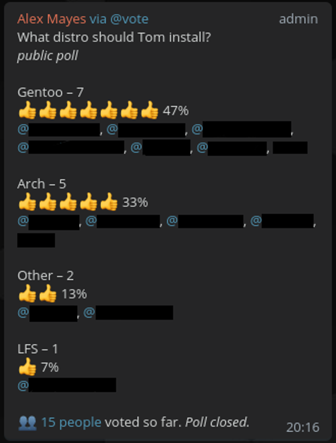 Distro poll